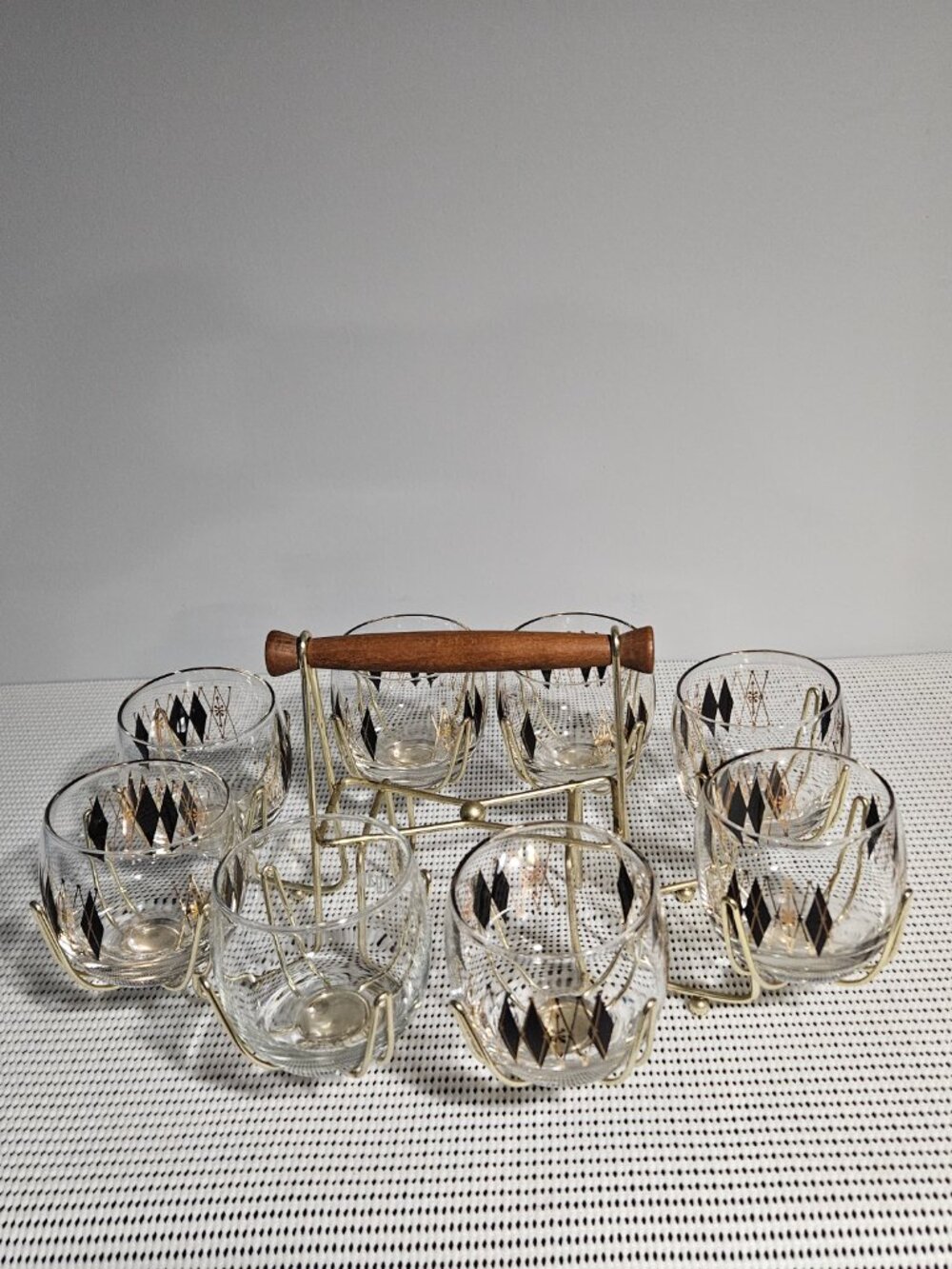 Vintage Mid-Century Modern Harlequin Diamond Roly Poly Atomic by Federal Glass